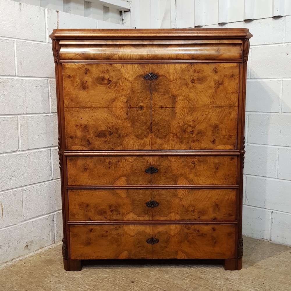 ANTIQUE VICTORIAN BURR WALNUT SECRETAIRE ABATTANT WITH SECRET DRAWERS C1880 View II