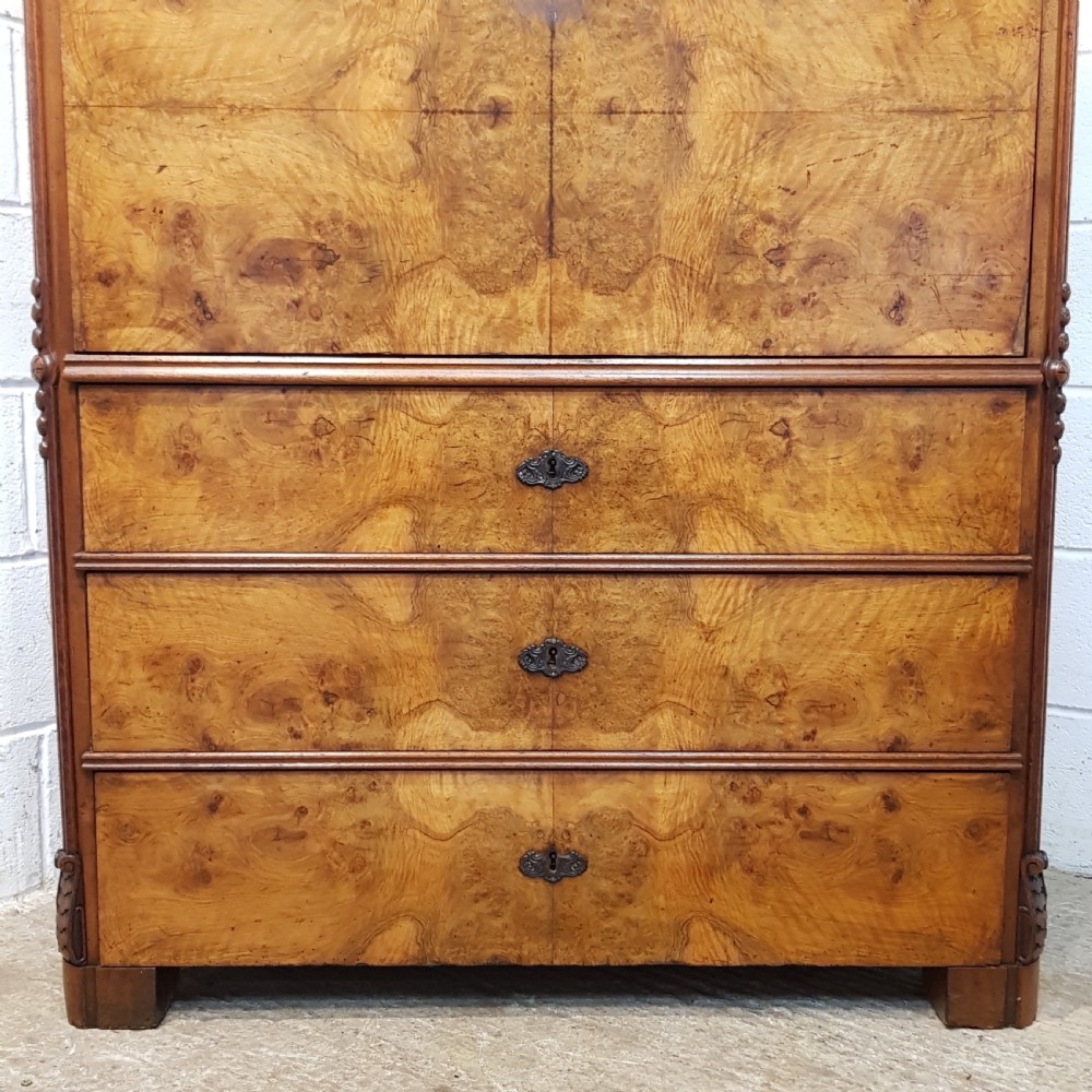 ANTIQUE VICTORIAN BURR WALNUT SECRETAIRE ABATTANT WITH SECRET DRAWERS C1880 View III