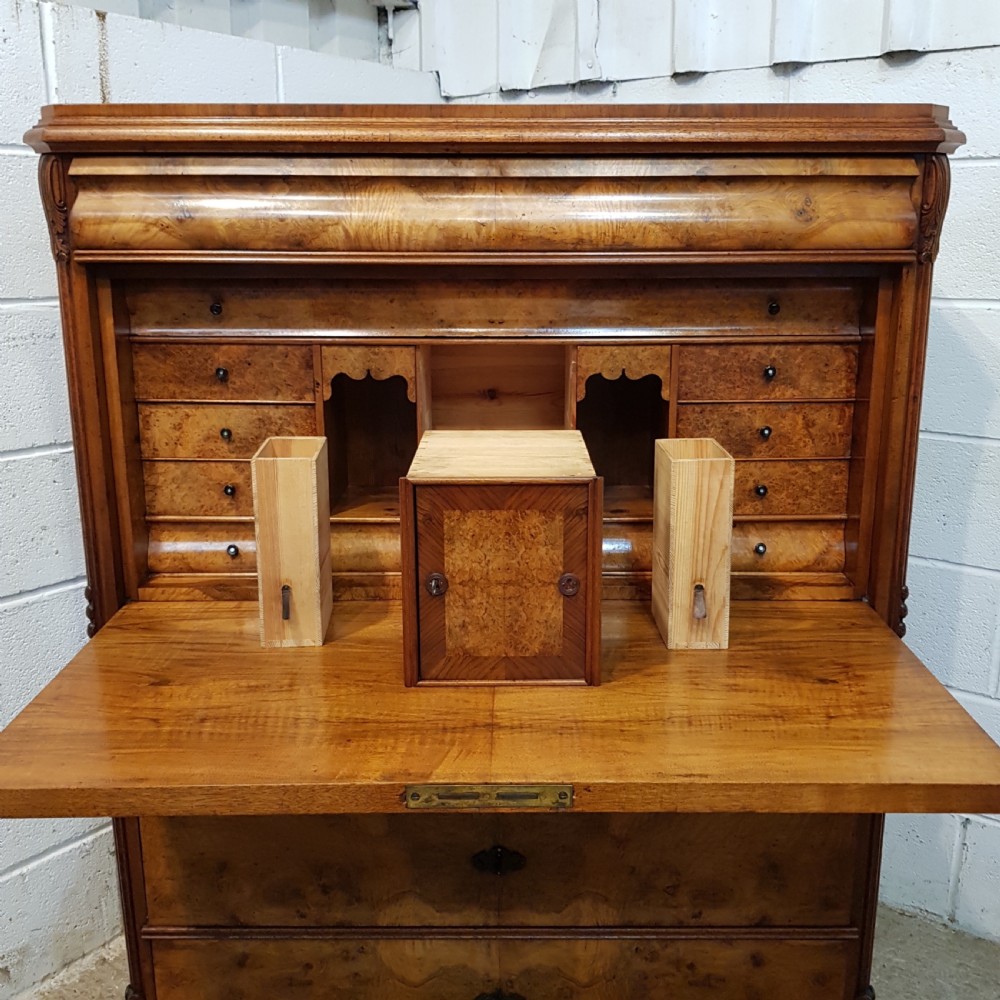 ANTIQUE VICTORIAN BURR WALNUT SECRETAIRE ABATTANT WITH SECRET DRAWERS C1880 View VIII
