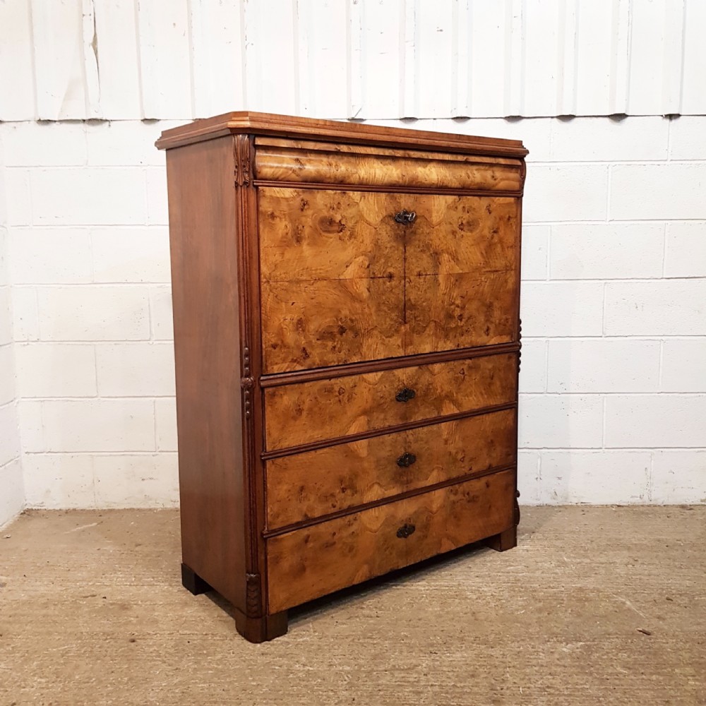 ANTIQUE VICTORIAN BURR WALNUT SECRETAIRE ABATTANT WITH SECRET DRAWERS C1880 View IX