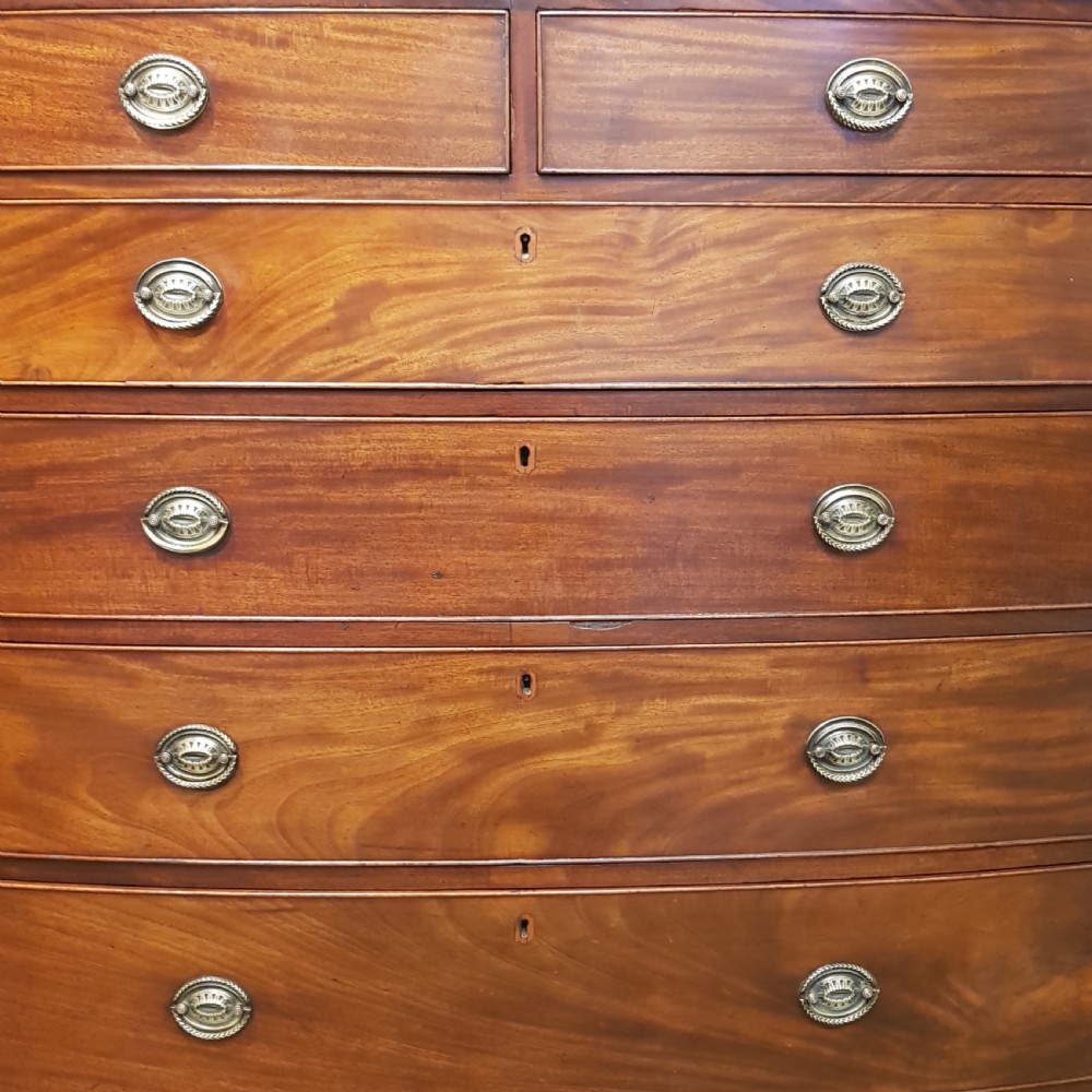 ANTIQUE REGENCY MAHOGANY BOW FRONT CHEST OF DRAWERS C1820 View IV