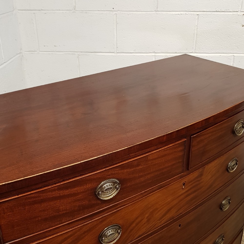 ANTIQUE REGENCY MAHOGANY BOW FRONT CHEST OF DRAWERS C1820 View VI