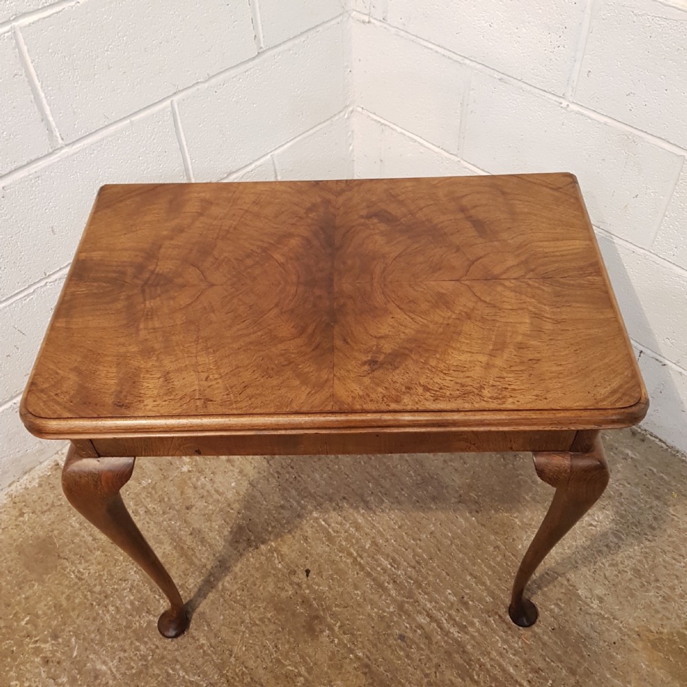 ANTIQUE BURR WALNUT FOLD OVER GAMES TABLE C1920 View II