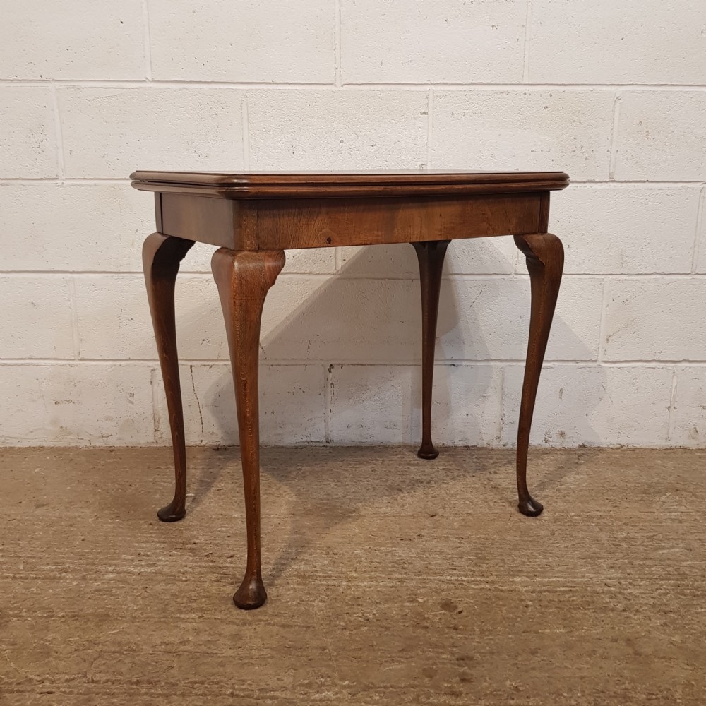 ANTIQUE BURR WALNUT FOLD OVER GAMES TABLE C1920 View VII