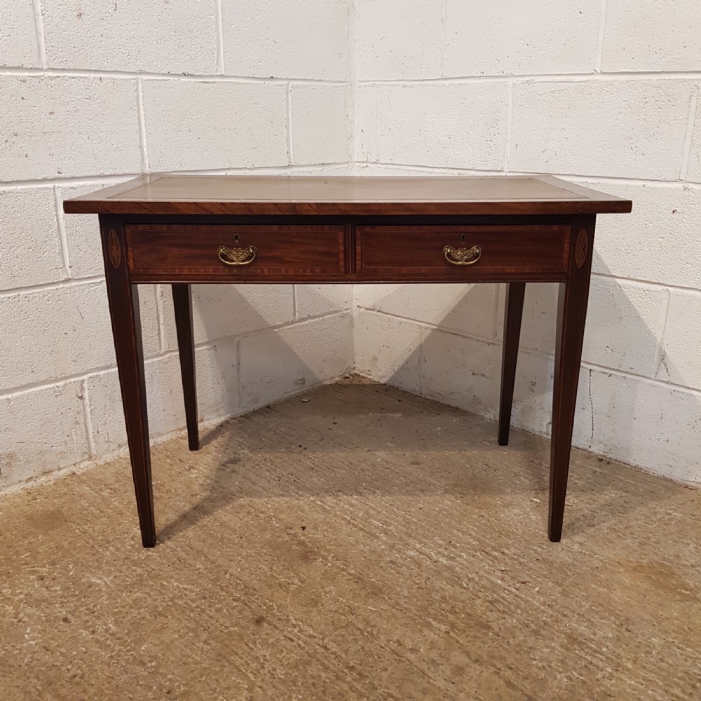 ANTIQUE EDWARDIAN REGENCY MAHOGANY INLAID WRITING TABLE C1900 View II