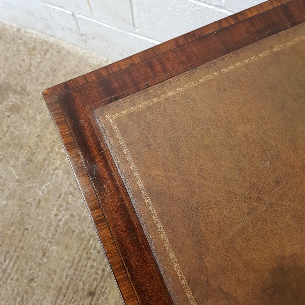 ANTIQUE EDWARDIAN REGENCY MAHOGANY INLAID WRITING TABLE C1900 View V