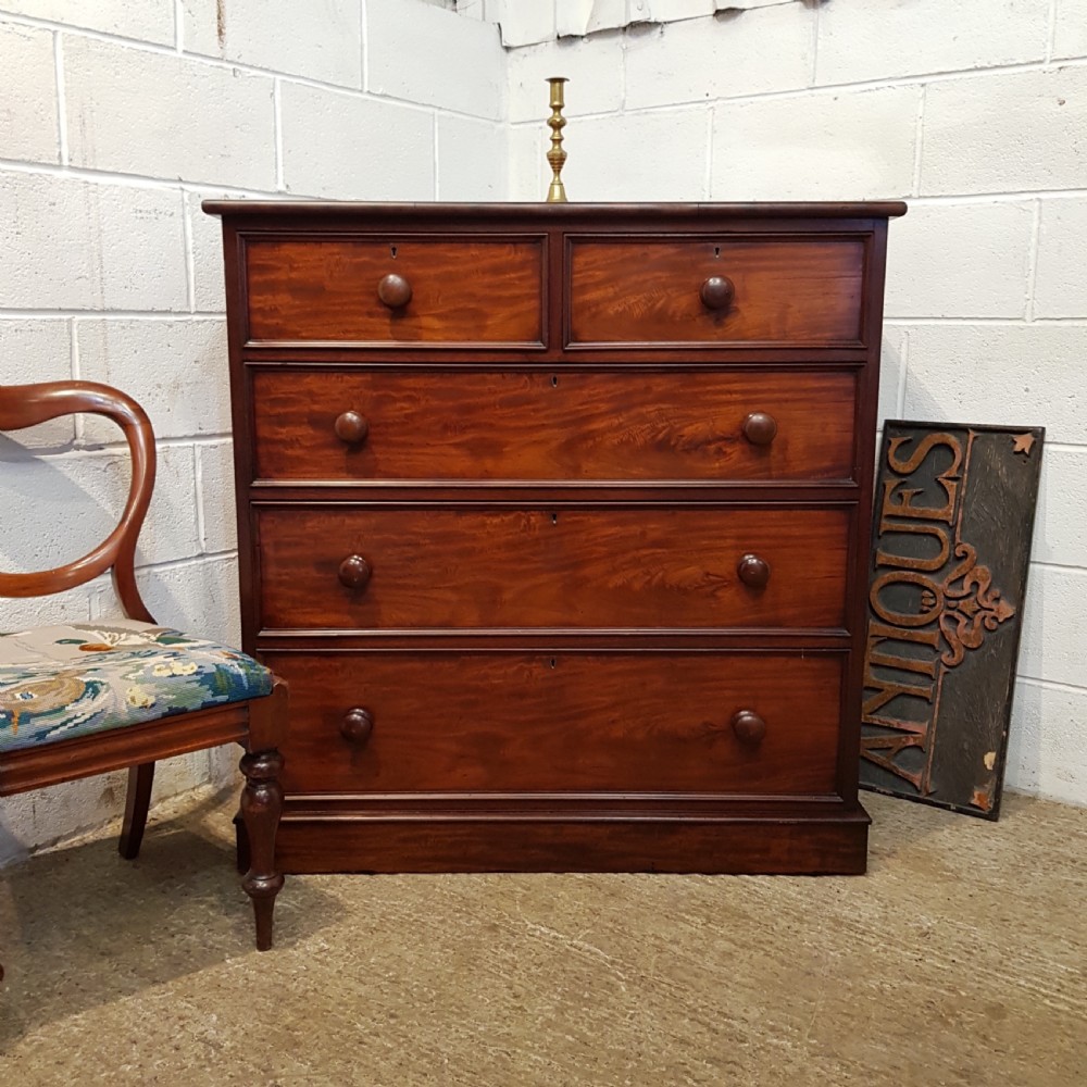 ANTIQUE VICTORIAN MAHOGANY CHEST OF DRAWERS C1880