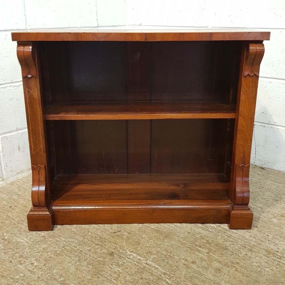 ANTIQUE PAIR SMALL EDWARDIAN INLAID MAHOGANY BOOKCASES C1900 View IV