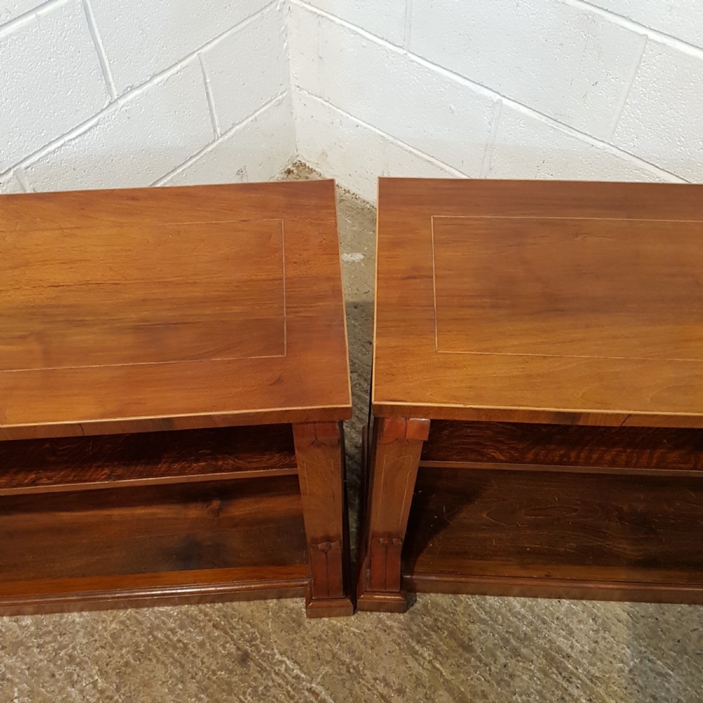 ANTIQUE PAIR SMALL EDWARDIAN INLAID MAHOGANY BOOKCASES C1900 View V