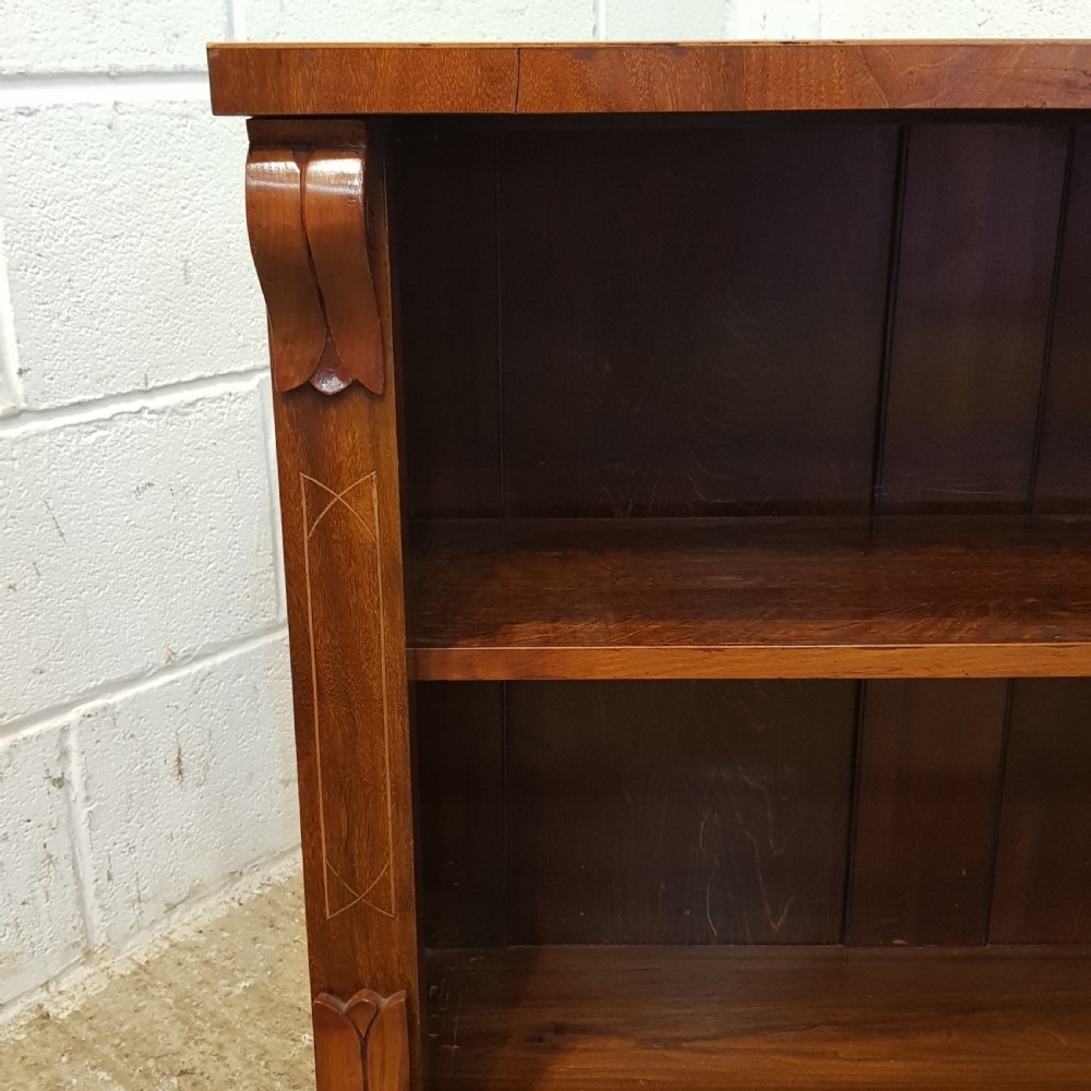 ANTIQUE PAIR SMALL EDWARDIAN INLAID MAHOGANY BOOKCASES C1900 View VI