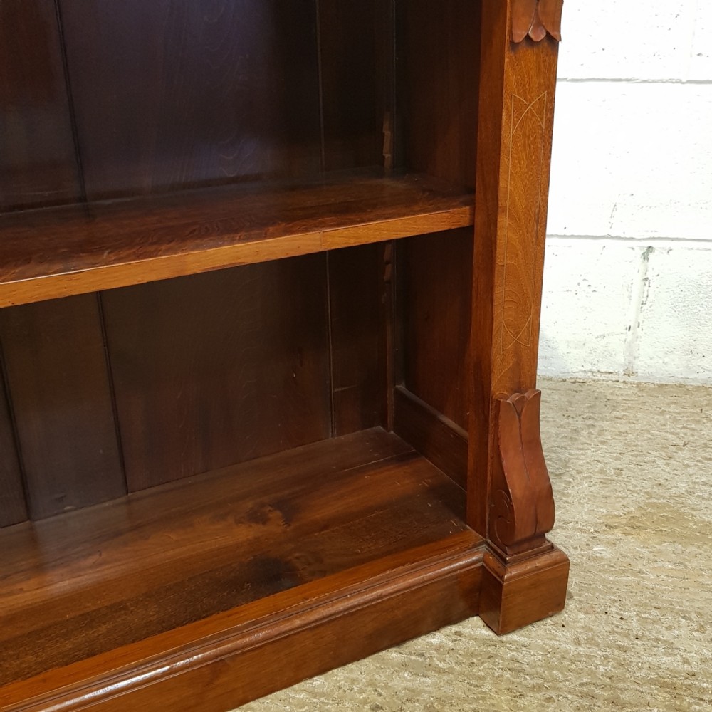 ANTIQUE PAIR SMALL EDWARDIAN INLAID MAHOGANY BOOKCASES C1900 View VII