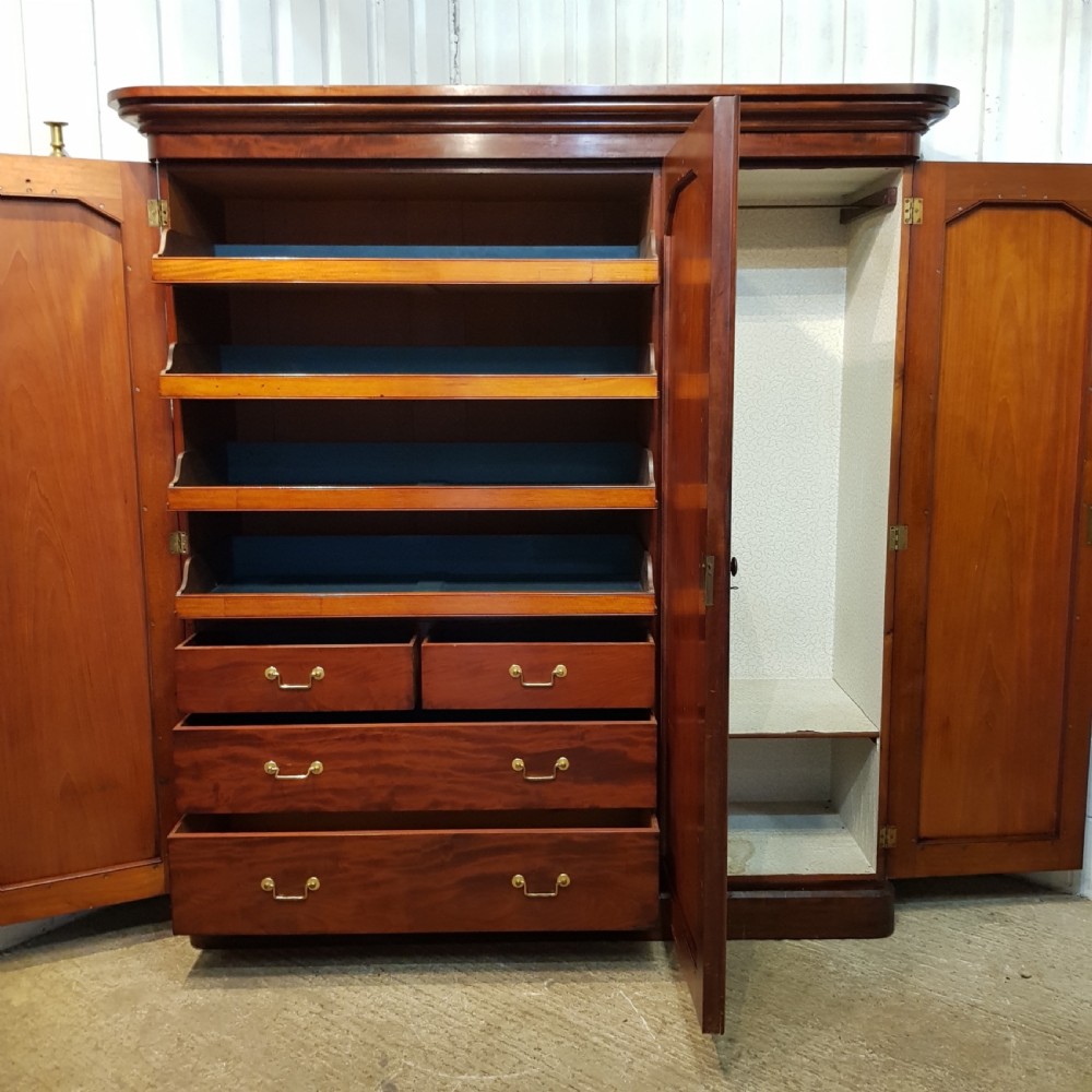 ANTIQUE VICTORIAN MAHOGANY TRIPLE WARDROBE C1880 View IV