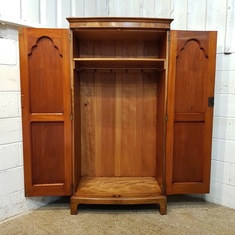 ANTIQUE BURR WALNUT BOW FRONTED DOUBLE WARDROBE C1920 View III