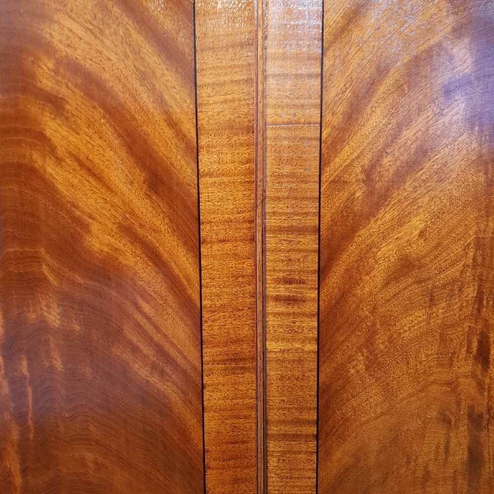 ANTIQUE EDWARDIAN REGENCY FLAMED MAHOGANY DOUBLE WARDROBE C1900 View VI