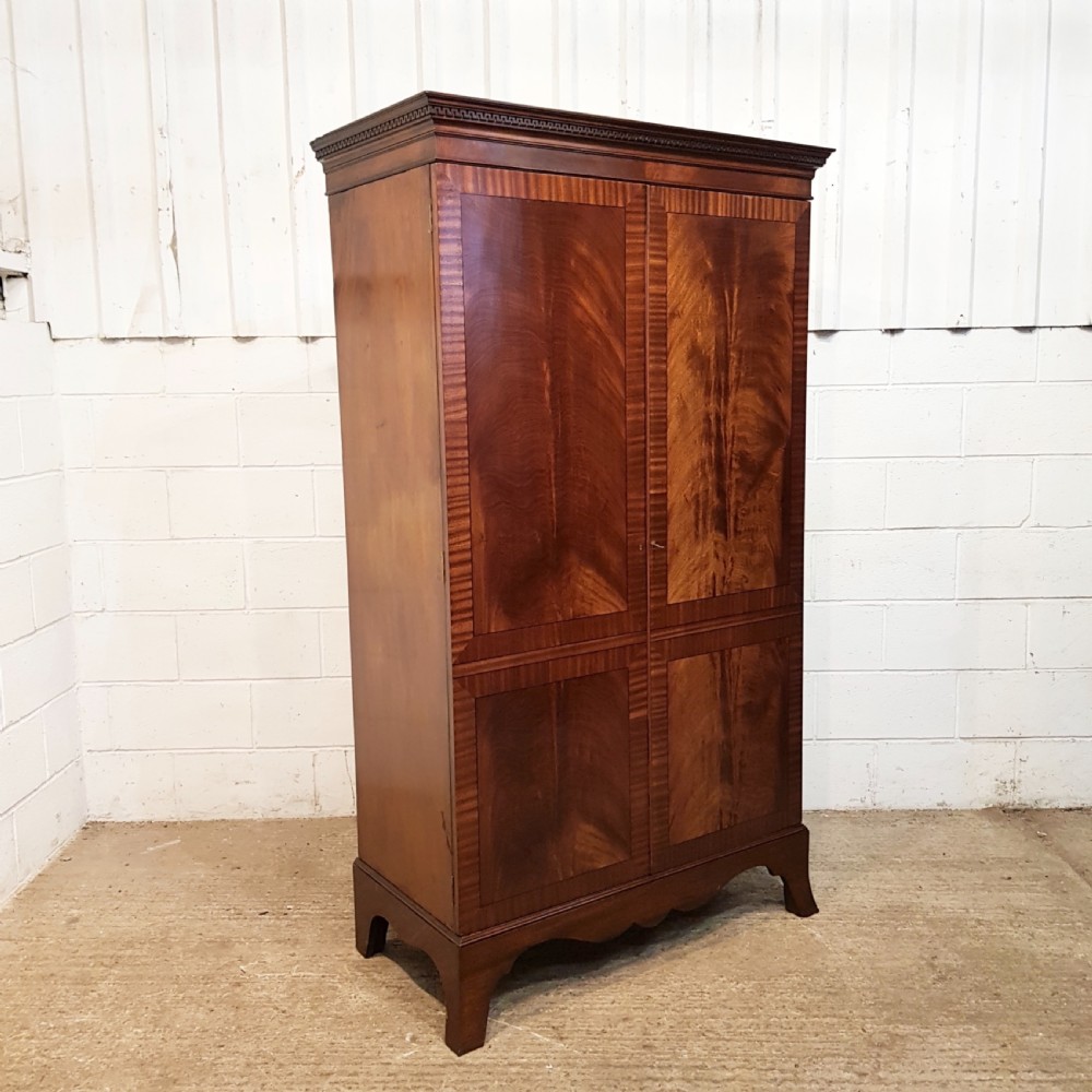 ANTIQUE EDWARDIAN REGENCY FLAMED MAHOGANY DOUBLE WARDROBE C1900 View VIII