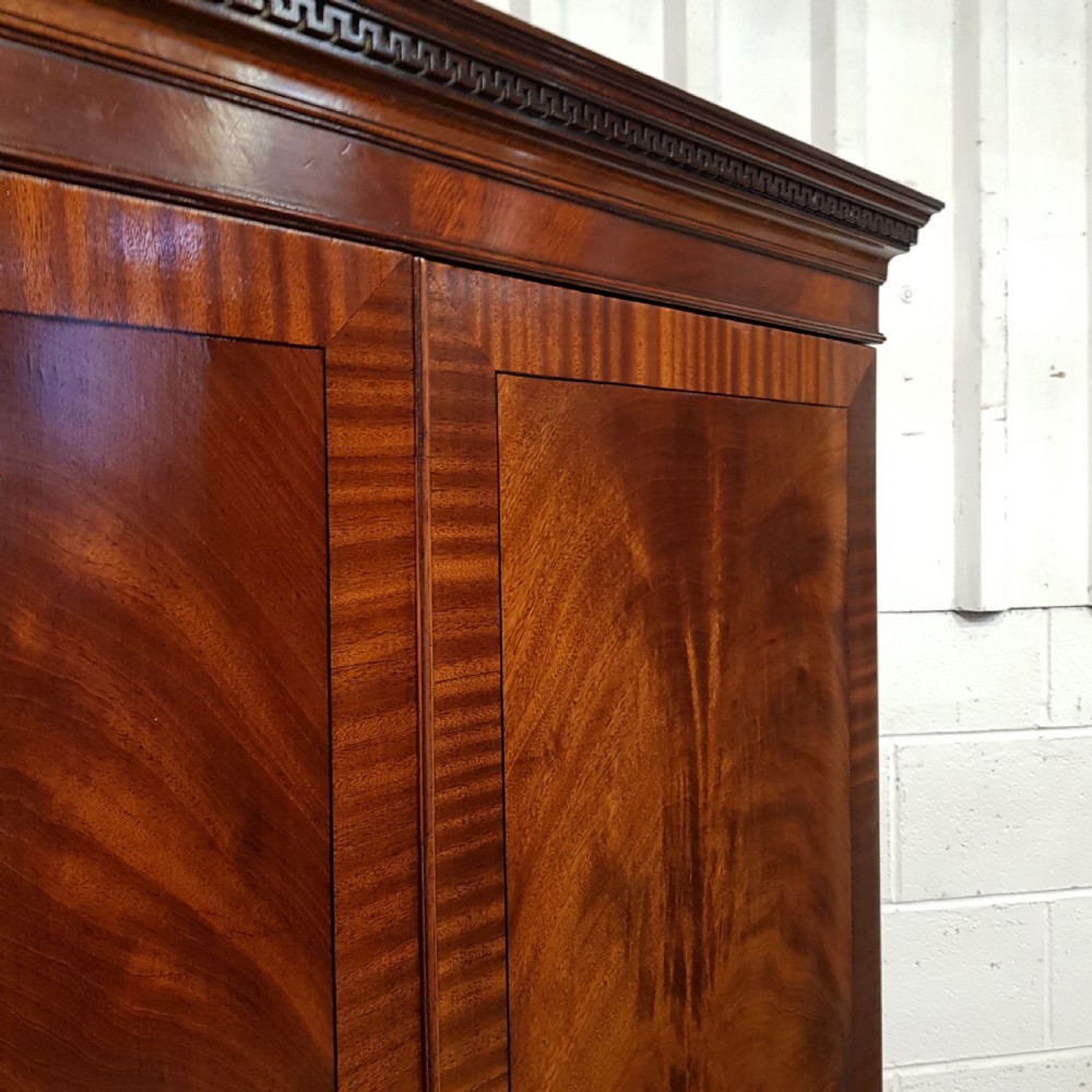 ANTIQUE EDWARDIAN REGENCY FLAMED MAHOGANY DOUBLE WARDROBE C1900 View IX