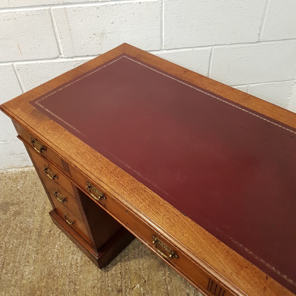 ANTIQUE LATE VICTORIAN WALNUT TWIN PEDESTAL DESK.C 1890 View V