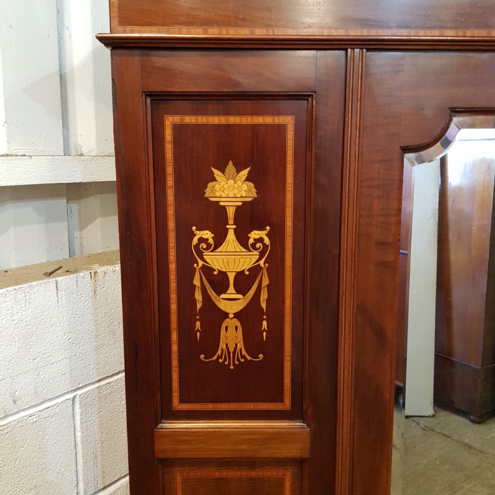 ANTIQUE EDWARDIAN INLAID MAHOGANY SINGLE WARDROBE C1900 View IV