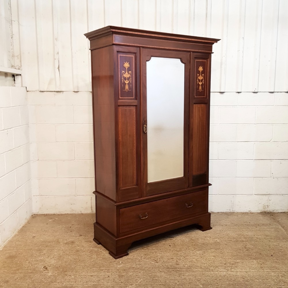 ANTIQUE EDWARDIAN INLAID MAHOGANY SINGLE WARDROBE C1900 View VI