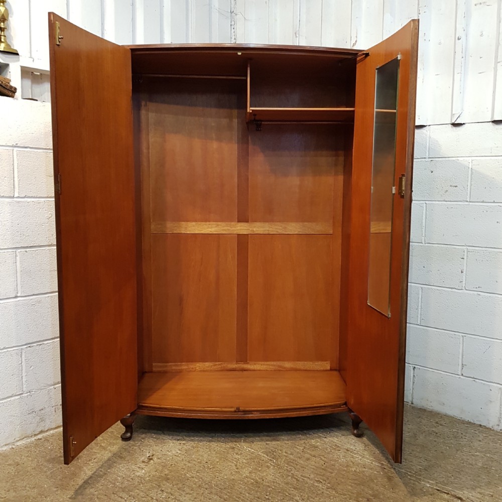ANTIQUE BURR WALNUT BOW FRONT DOUBLE WARDROBE C1920 View V