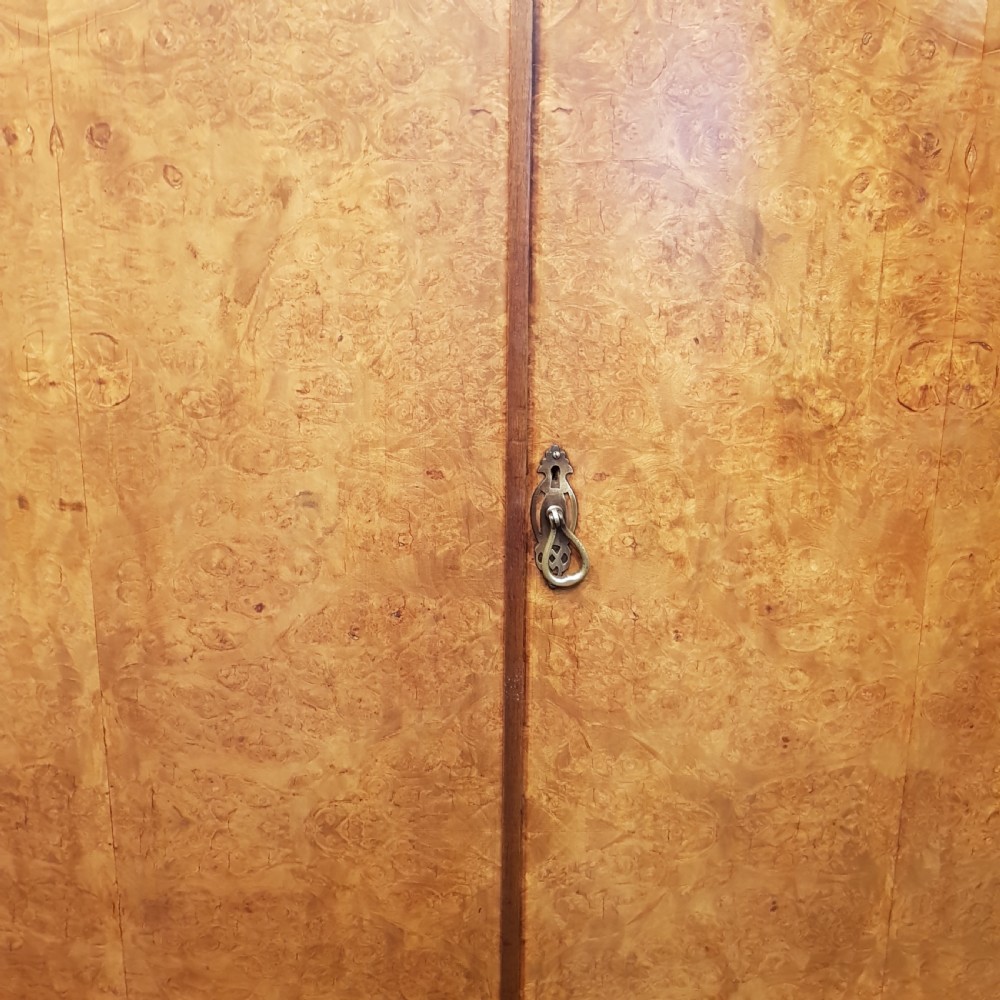 ANTIQUE BURR WALNUT BOW FRONT DOUBLE WARDROBE C1920 View VI