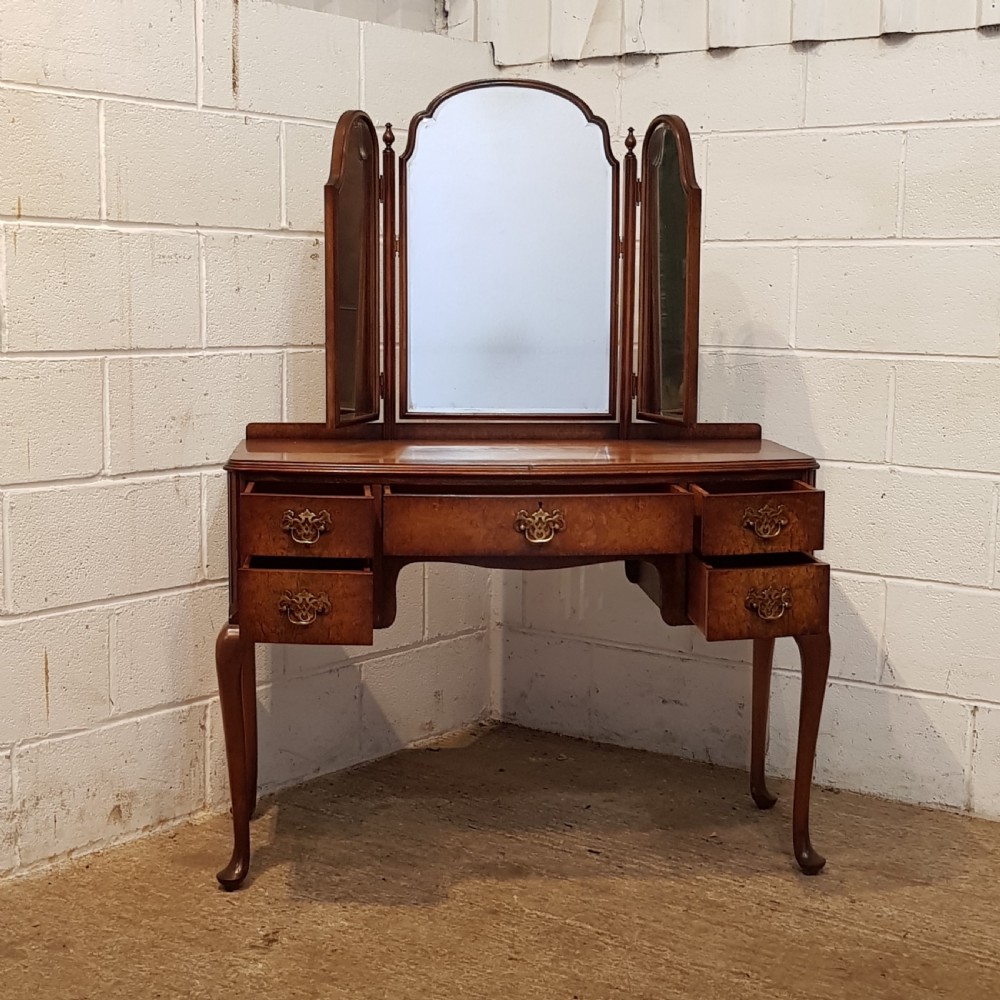 ANTIQUE BURR WALNUT BOW FRONT DRESSING TABLE BY DENBY & SPINKS C1920 View VI