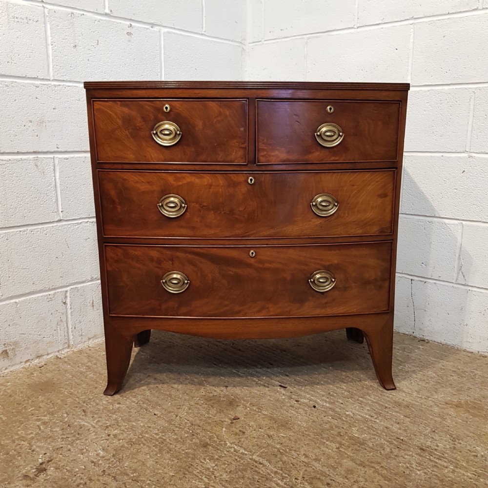 ANTIQUE REGENCY MAHOGANY BOW FRONT CHEST OF DRAWERS C1820 View V