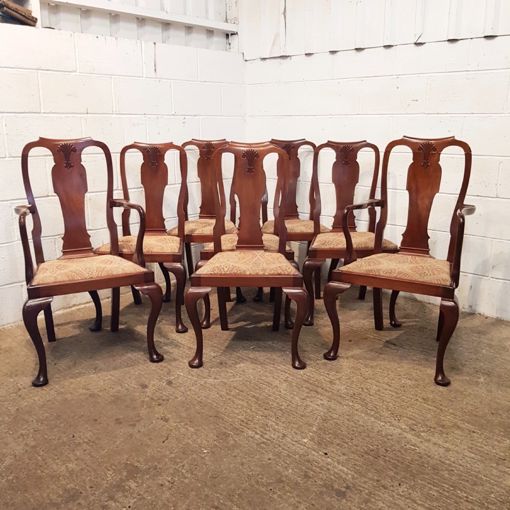 ANTIQUE SET EIGHT EDWARDIAN MAHOGANY QUEEN ANNE DIN8NG CHAIRS C1900 View II