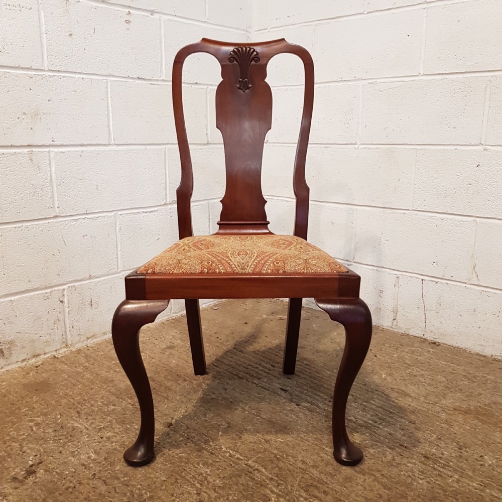 ANTIQUE SET EIGHT EDWARDIAN MAHOGANY QUEEN ANNE DIN8NG CHAIRS C1900 View III