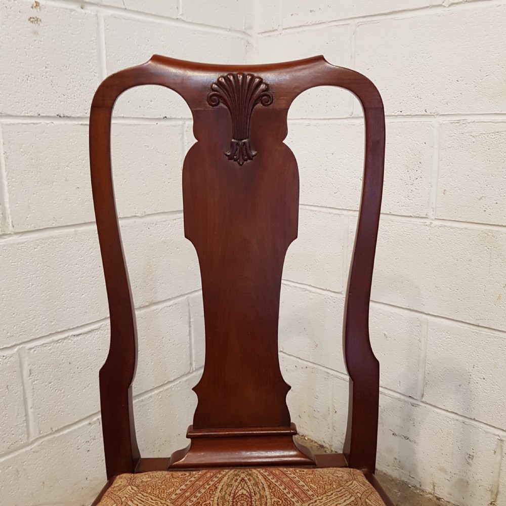 ANTIQUE SET EIGHT EDWARDIAN MAHOGANY QUEEN ANNE DIN8NG CHAIRS C1900 View V