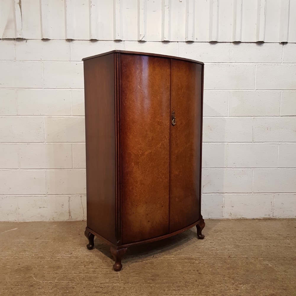 ANTIQUE BURR WALNUT BOW FRONT TALLBOY C1920 View VI