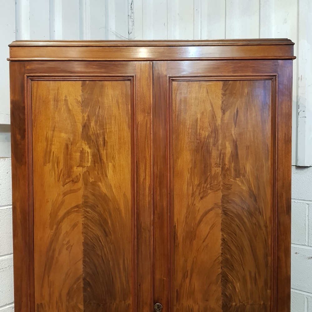ANTIQUE BURR WALNUT GENTS DOUBLE WARDROBE COMPACTUM C1920 View IV