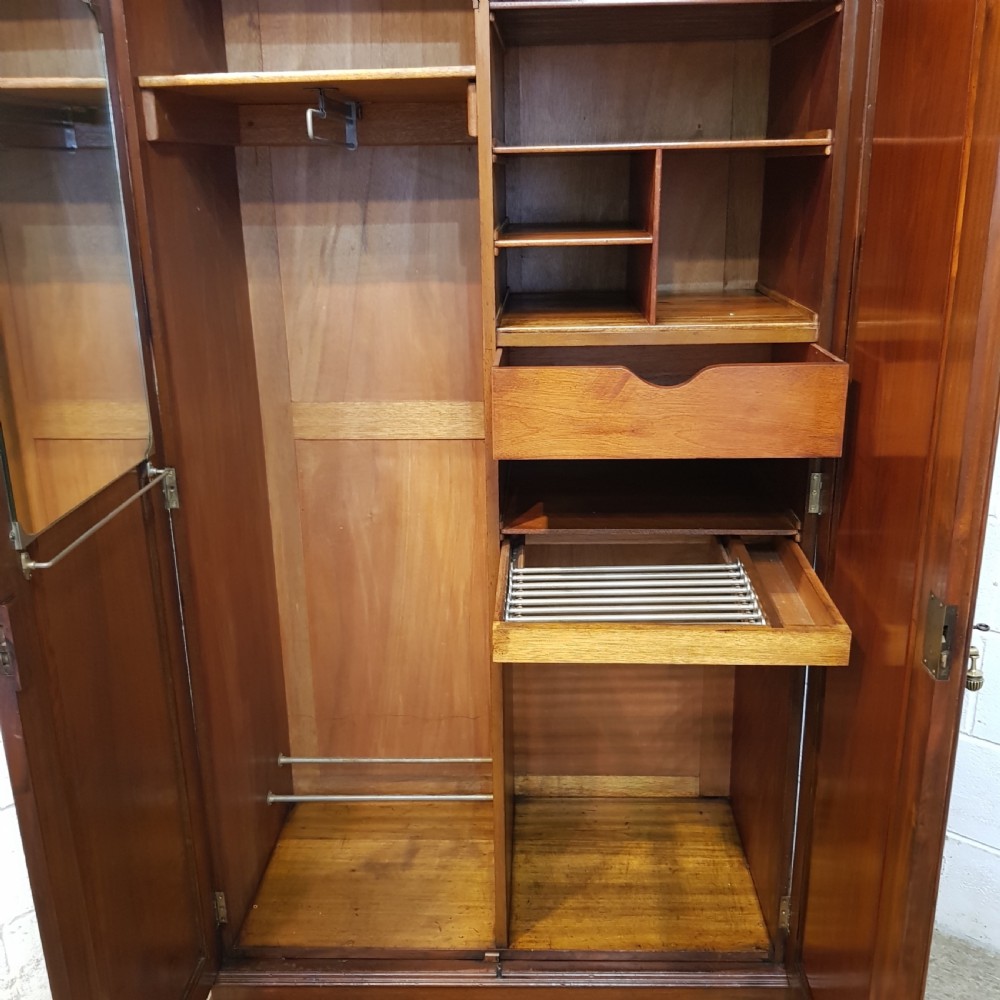 ANTIQUE BURR WALNUT GENTS DOUBLE WARDROBE COMPACTUM C1920 View VII