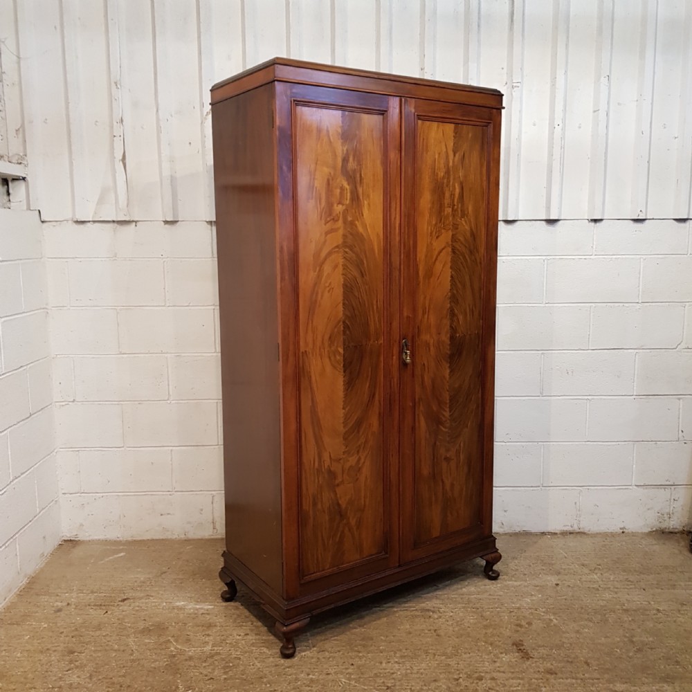 ANTIQUE BURR WALNUT GENTS DOUBLE WARDROBE COMPACTUM C1920 View VIII