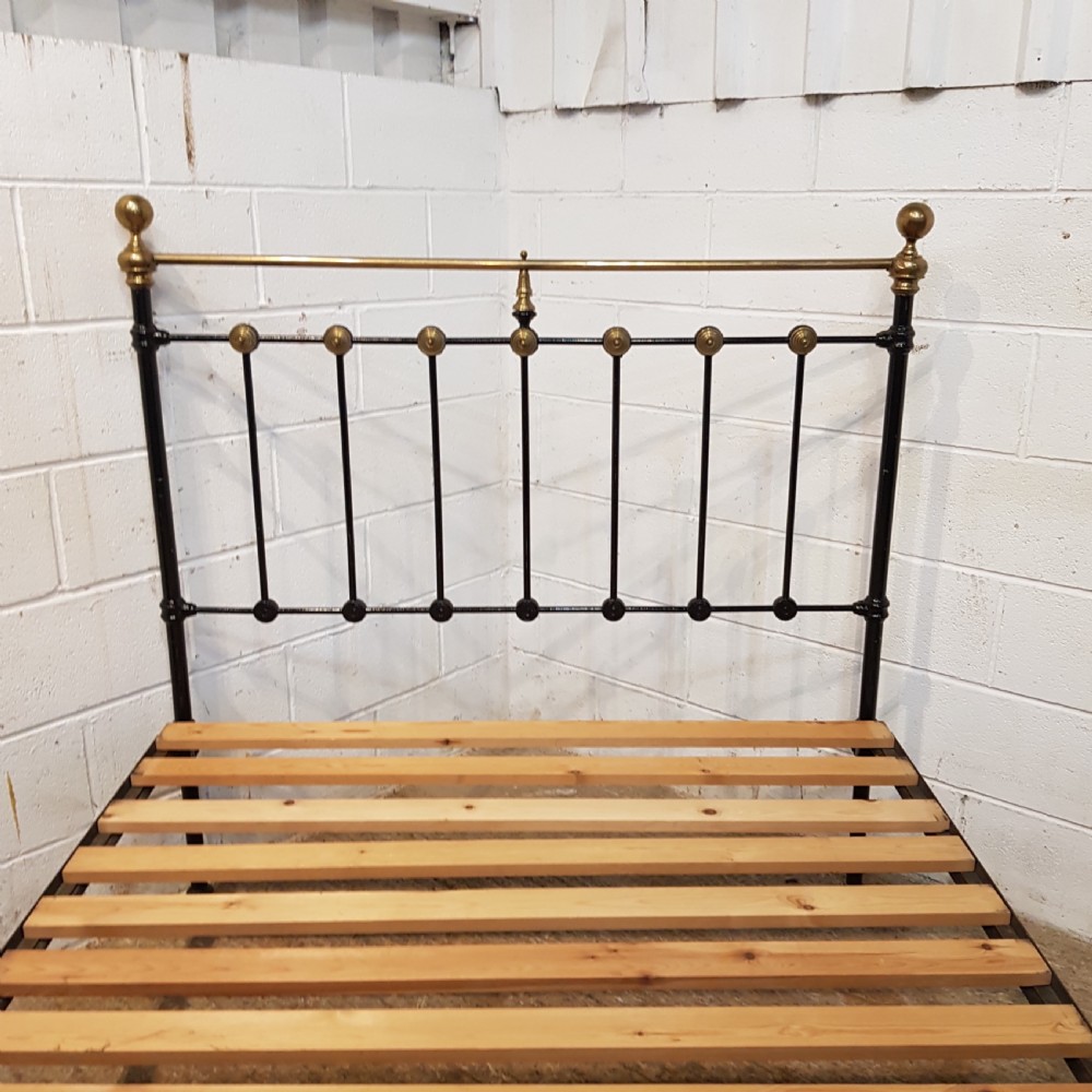 ANTIQUE VICTORIAN BRASS AND IRON DOUBLE BED C1880 View II