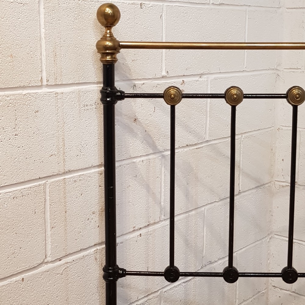 ANTIQUE VICTORIAN BRASS AND IRON DOUBLE BED C1880 View IV