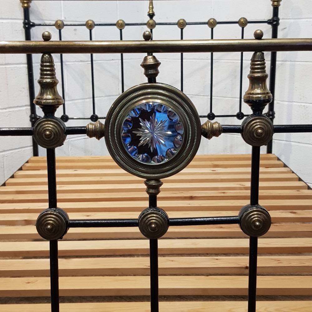 ANTIQUE VICTORIAN BRASS AND IRON DOUBLE BED C1880 View VII