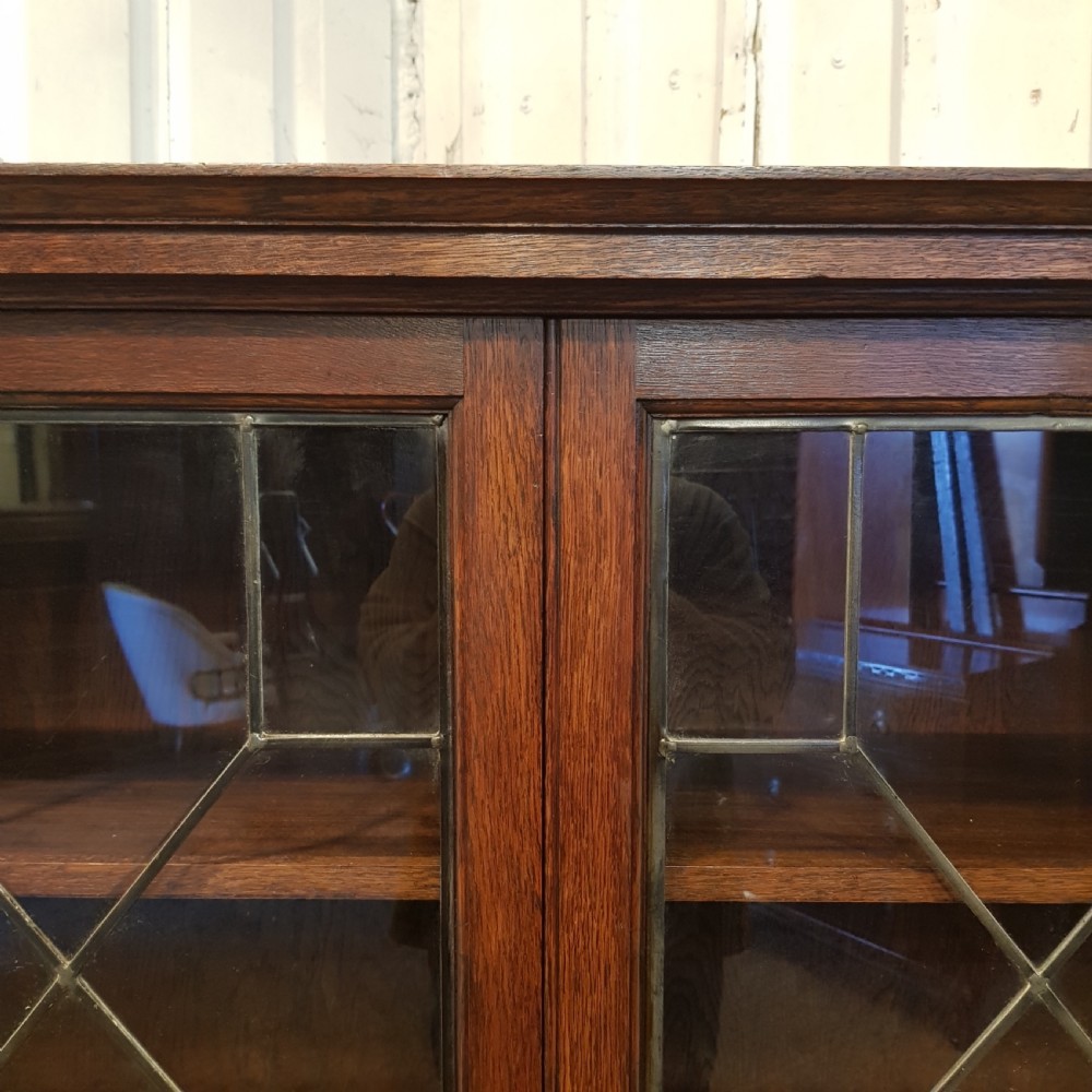 ANTIQUE OAK ASTRAGAL GLAZED BOOKCASE C1920 View III