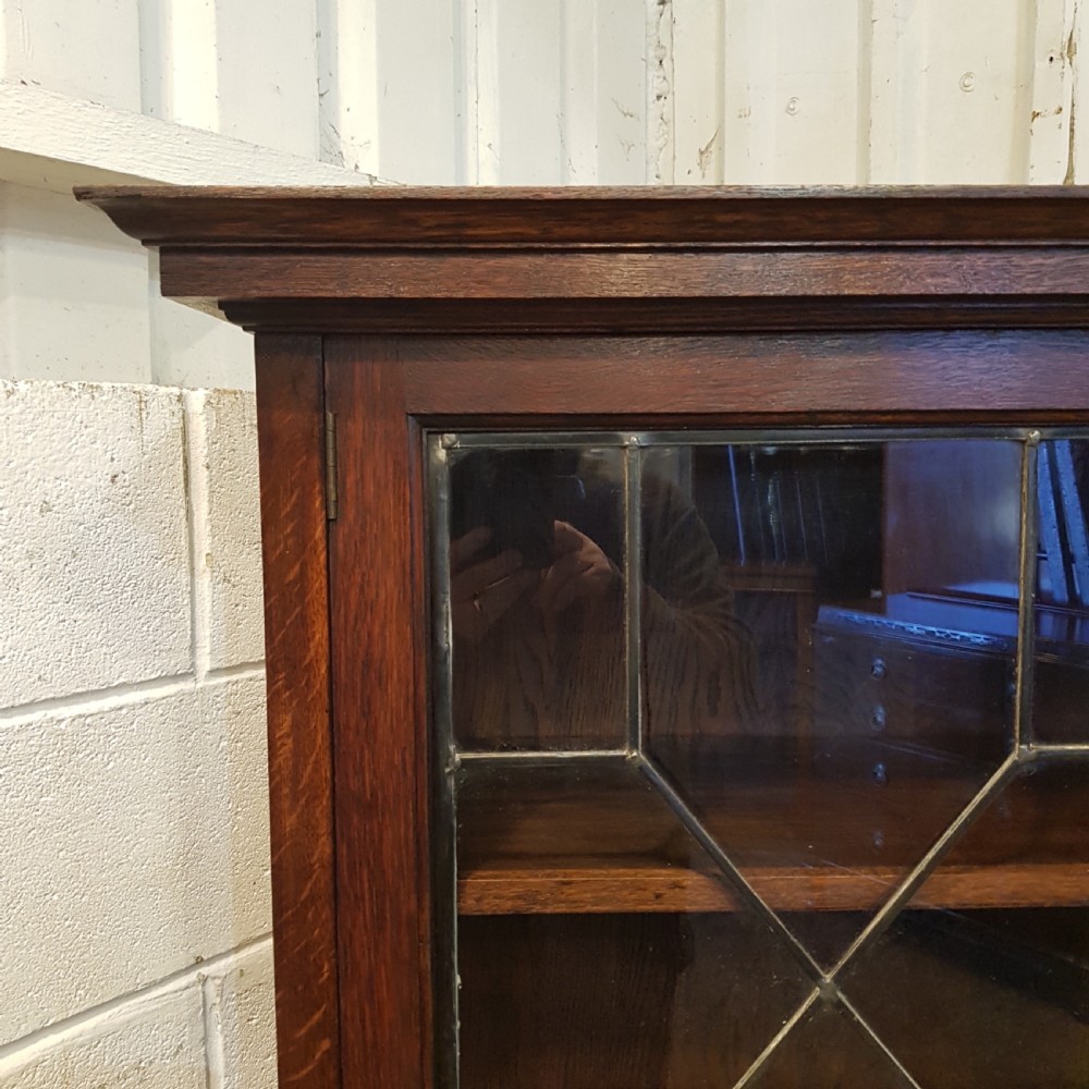 ANTIQUE OAK ASTRAGAL GLAZED BOOKCASE C1920 View IV