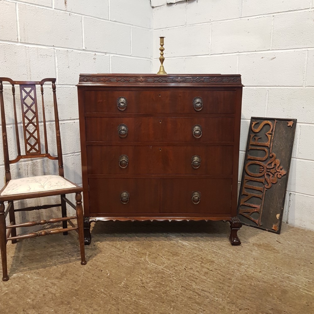 ANTIQUE.. MAHOGANY GENTS CHEST OF DRAWERS WITH RAISED MIRRORED DRESSING COMPARTMENT C1920