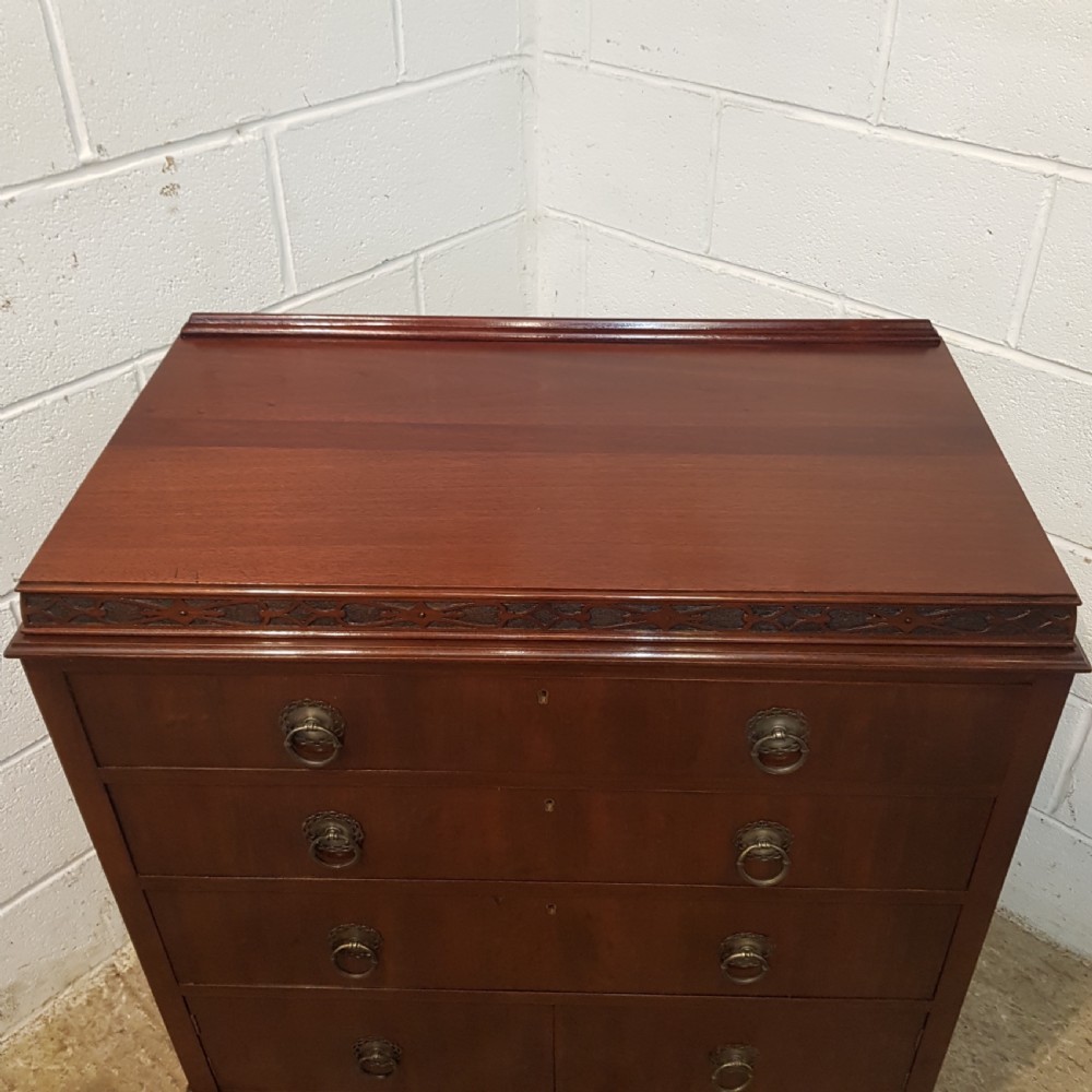 ANTIQUE.. MAHOGANY GENTS CHEST OF DRAWERS WITH RAISED MIRRORED DRESSING COMPARTMENT C1920 View V