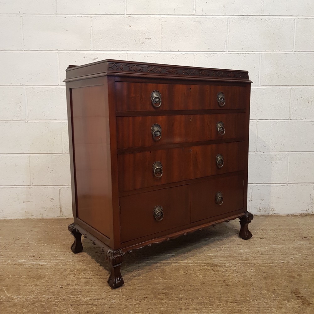 ANTIQUE.. MAHOGANY GENTS CHEST OF DRAWERS WITH RAISED MIRRORED DRESSING COMPARTMENT C1920 View VII