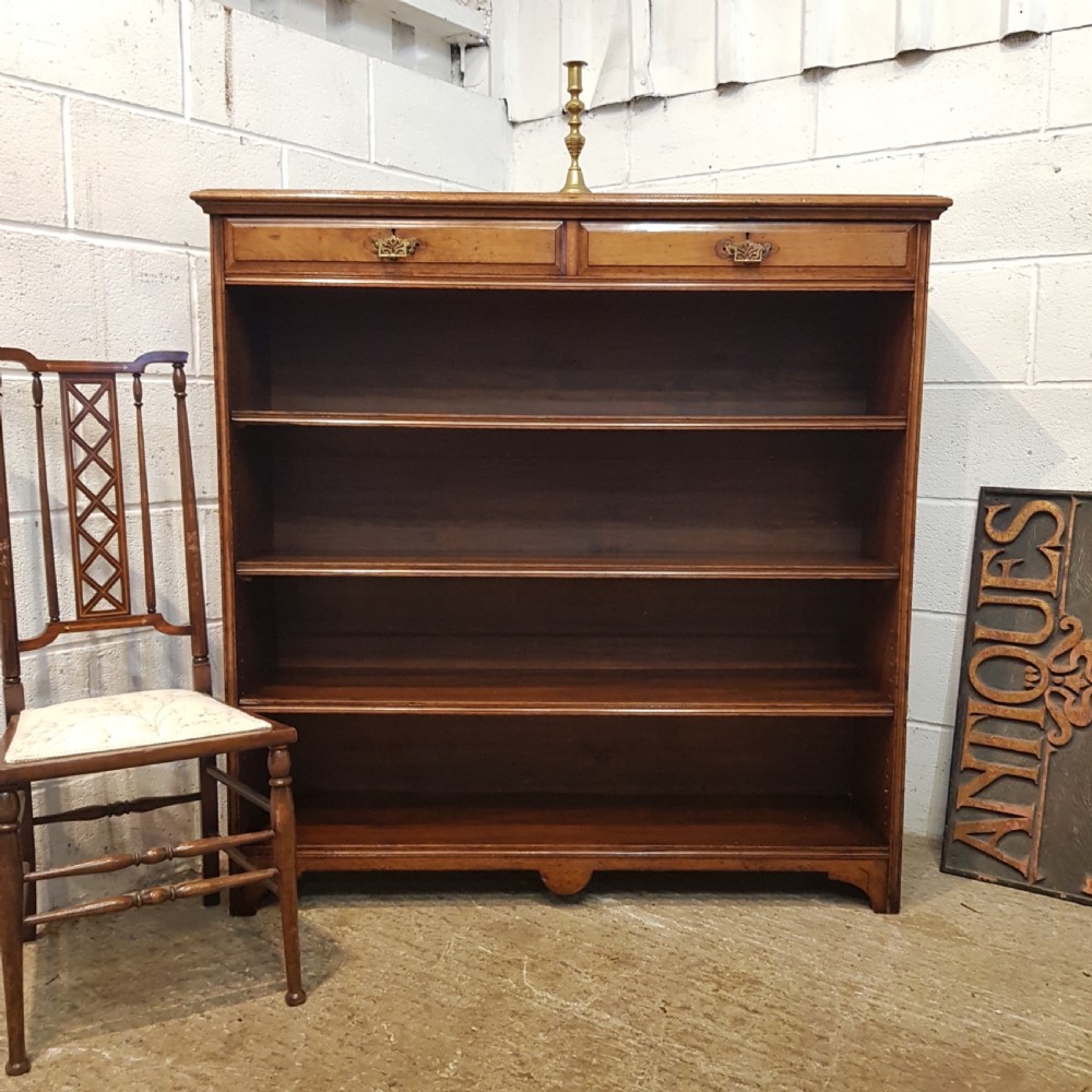 ANTIQUE LATE VICTORIAN ARTS & CRAFTS OAK OPEN BOOKCASE C1890