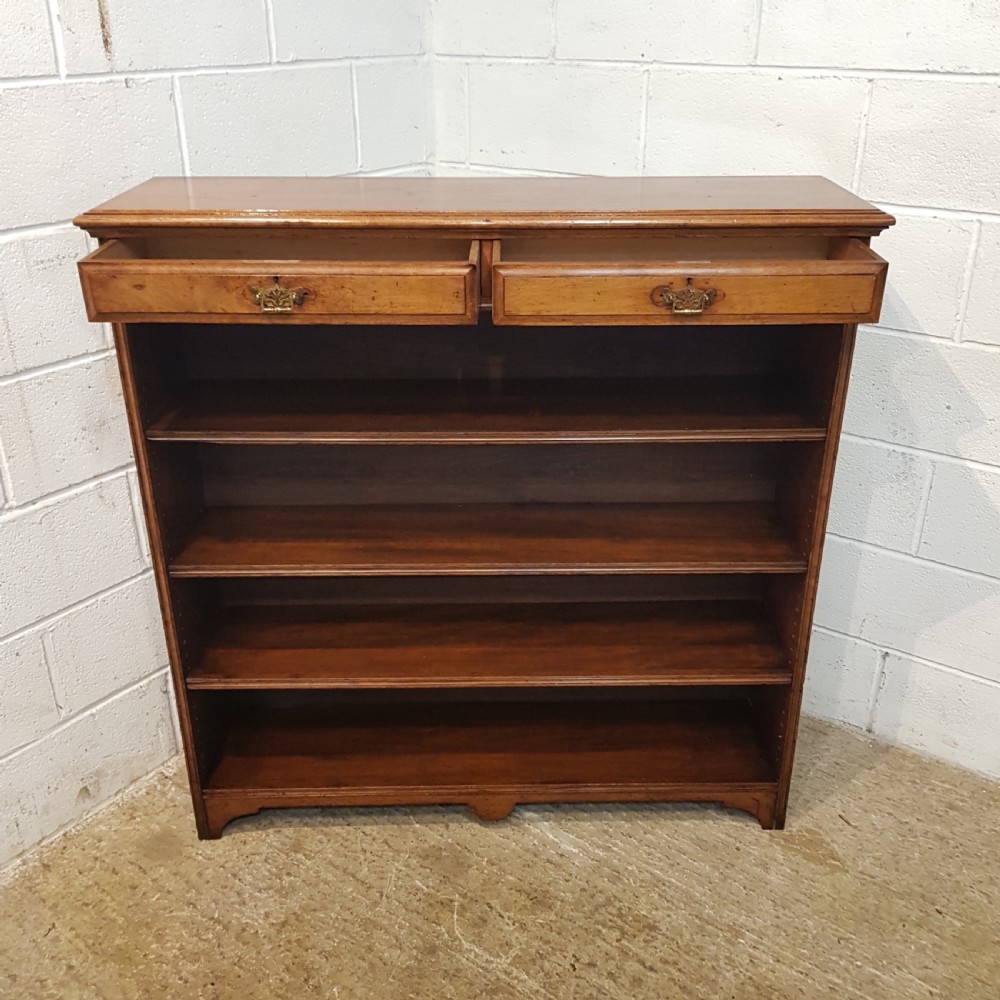 ANTIQUE LATE VICTORIAN ARTS & CRAFTS OAK OPEN BOOKCASE C1890 View III
