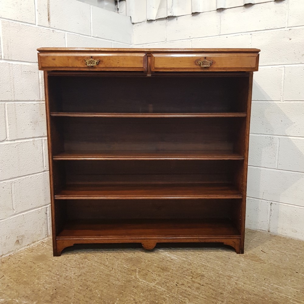 ANTIQUE LATE VICTORIAN ARTS & CRAFTS OAK OPEN BOOKCASE C1890 View IV