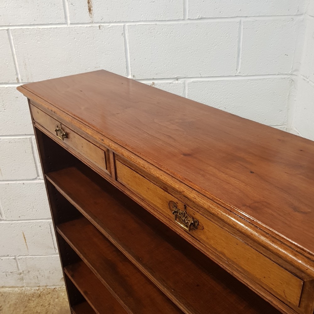 ANTIQUE LATE VICTORIAN ARTS & CRAFTS OAK OPEN BOOKCASE C1890 View V