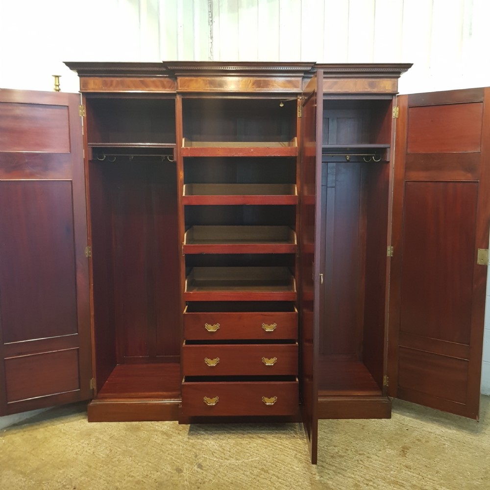 ANTIQUE EDWARDIAN INLAID MAHOGANY TRIPLE WARDROBE COMPACTUM C1900 View VI