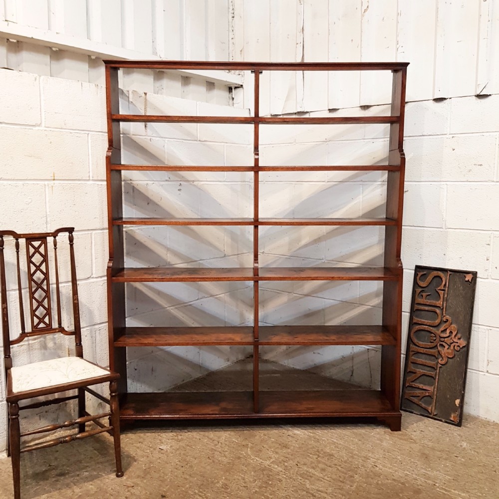 ANTIQUE GEOEGE 1V MAHOGANY & WALNUT WATERFALL OPEN BOOKCASE C1825