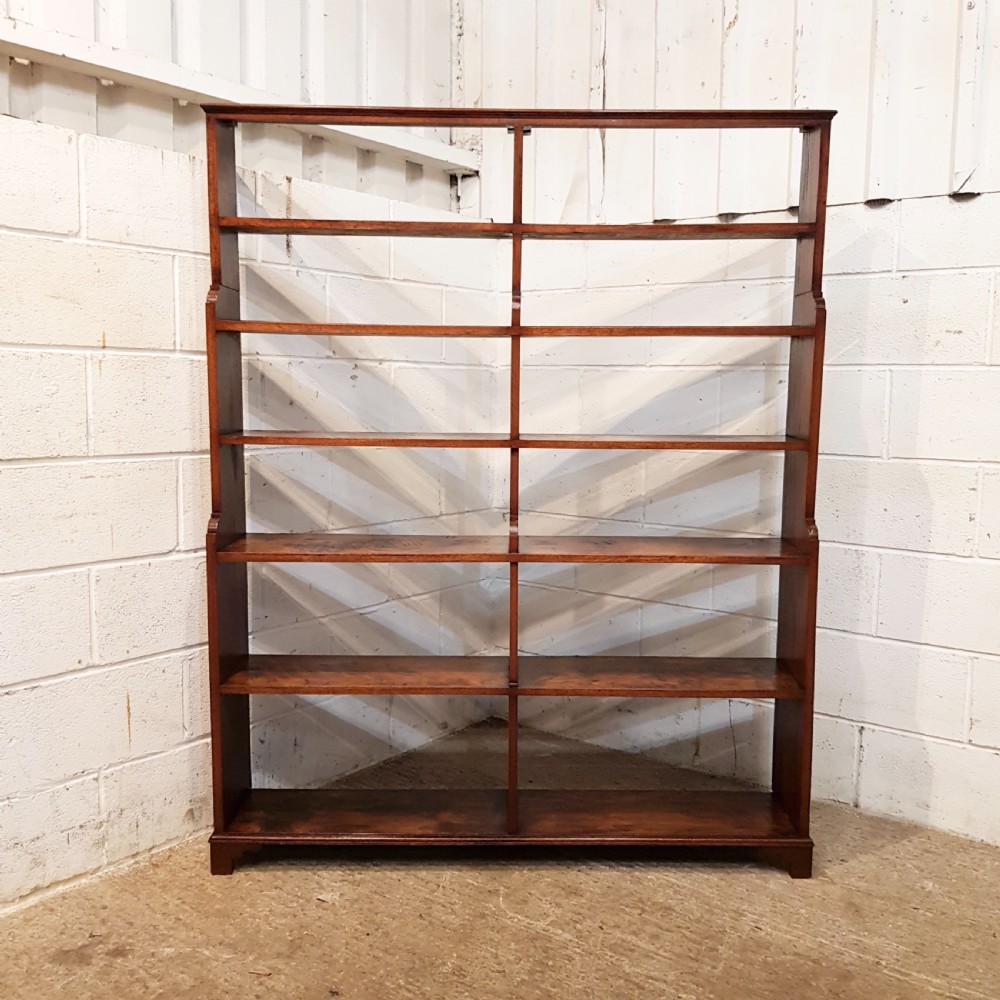 ANTIQUE GEOEGE 1V MAHOGANY & WALNUT WATERFALL OPEN BOOKCASE C1825 View II