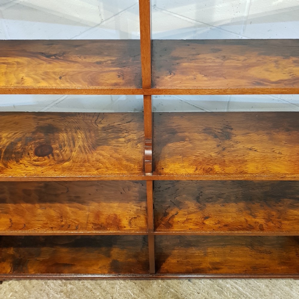 ANTIQUE GEOEGE 1V MAHOGANY & WALNUT WATERFALL OPEN BOOKCASE C1825 View VI
